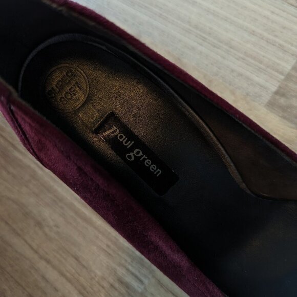 Paul Green "Kami" Wine Coloured Block Heeled Suede Shoes - Picture 9 of 11